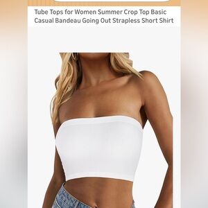 White Strapless Tube Top